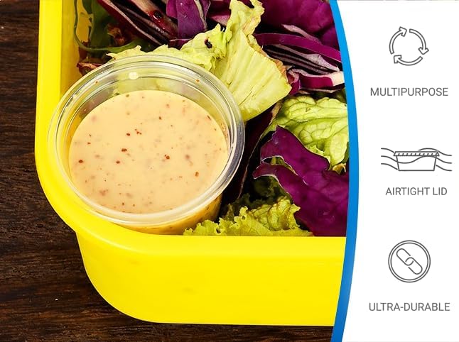 EDI Clear Disposable Plastic Portion Cups with Leakproof Lids - 50 Sets, 3.25 OZ, BPA Free, Recyclable - Jello Shot, Condiment & Dipping Sauce, Souffle Cups