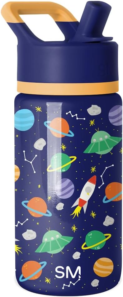 Simple Modern Kids Summit Water Bottle with Straw Lid | 14oz Stainless Steel Cup Insulated Tumbler Tumbler for Boys, Girls, School | Outer Space