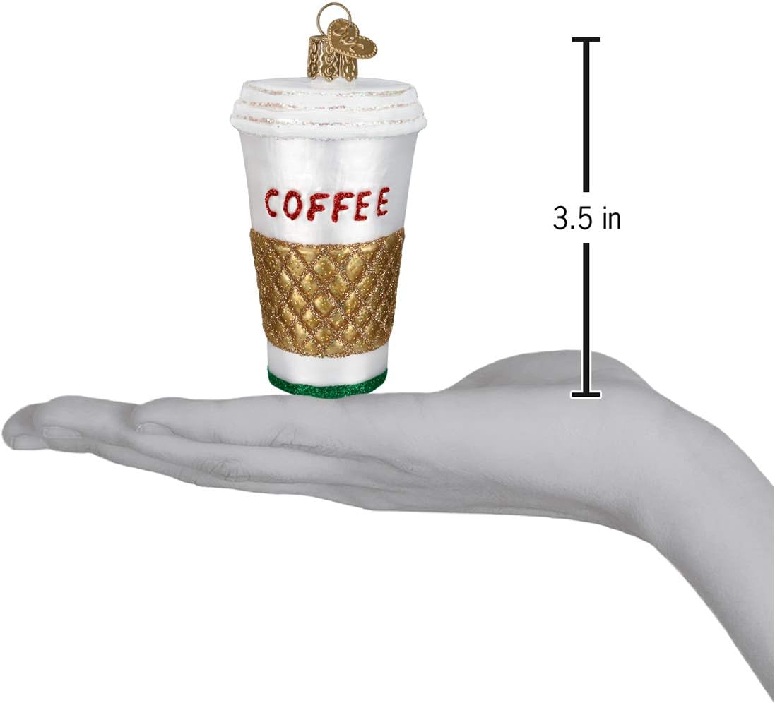 Old World Christmas Coffee To Go Glass Blown Ornament for Christmas Tree, Handcrafted Holiday Decoration, Coffee Collection