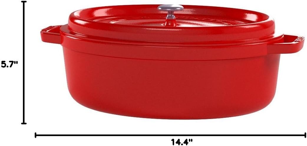 staub La Cocotte Oval 40509-857 Pico Cocotte Oval Cherry, 11.4 inches (29 cm), Large, Both Handed Castings, Enameled Pot, Induction Compatible, Japanese Authentic Product
