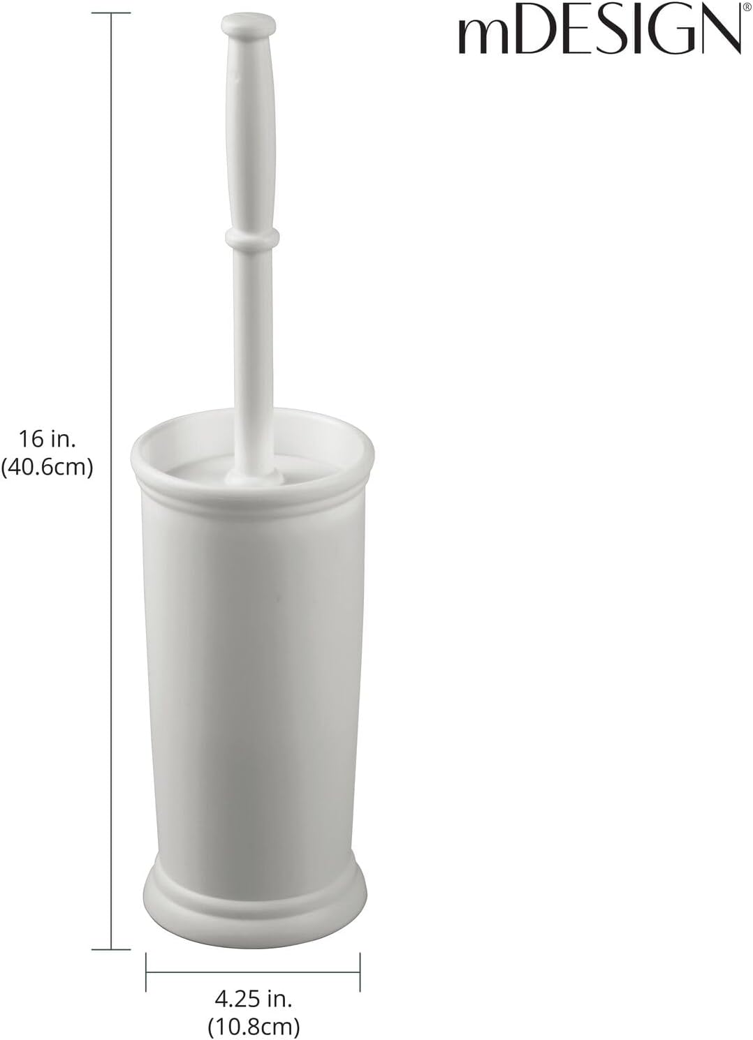 mDesign Toilet Bowl Brush and Holder - Covered Bathroom Toilet Brush - Standing Toilet Bowl Scrubber in Modern Holder - Space Saving, Deep Cleaning Brush for Toilet - Hyde Collection - Light Gray