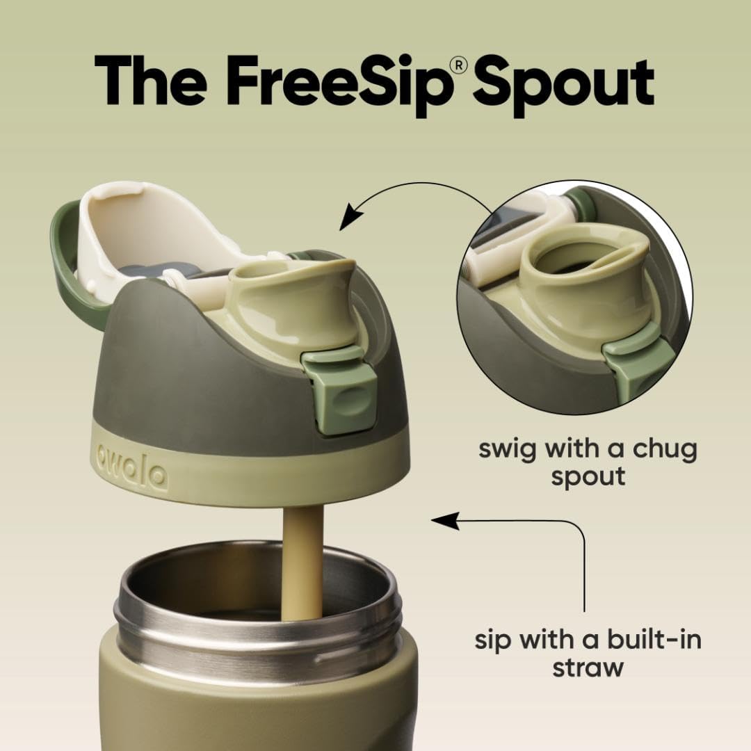 Owala FreeSip Insulated Stainless Steel Water Bottle with Straw, BPA-Free Sports Water Bottle, Great for Travel, 24 Oz, Off Road