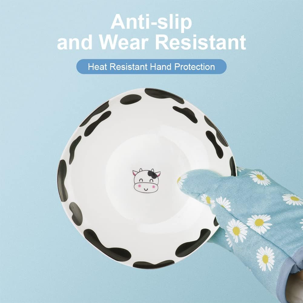 AUAUY Oven Mitts and Pot Holders, 392°F Heat Resistant Cooking Gloves and Hot Pads, Baking Mittens Grilling Gloves BBQ Gloves. Non-Slip Kitchen Mittens Home Essentials for Oven Cooking Baking Grilling