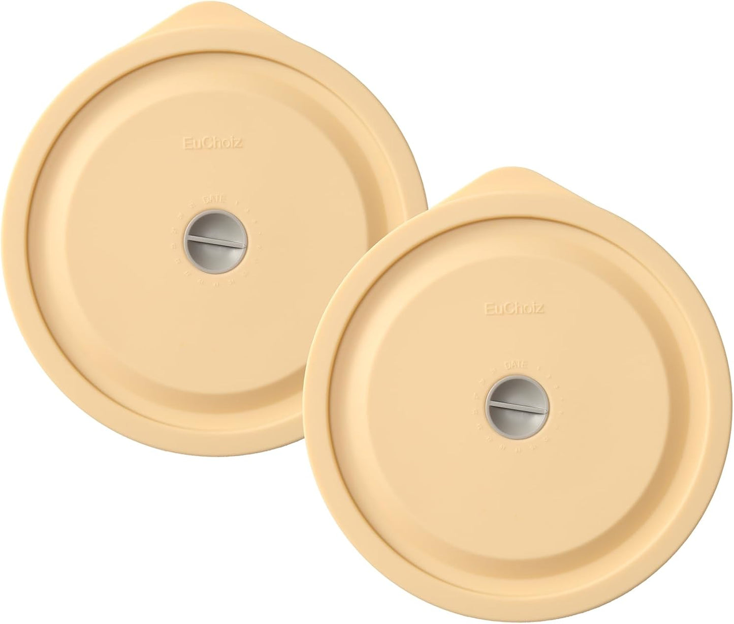 Replacement Lids for Pyrex 7402-PC 7 Cup, Silicone Round Storage Cover Lid for Anchor Hocking Glass Bowl 2 Pack with Date Mark Beige