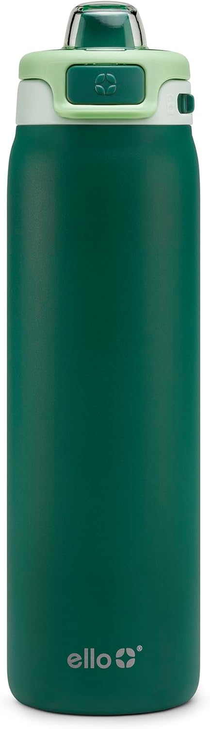 Ello Pop & Fill Stainless Steel Water Bottle with Quick Fill Technology, Double Walled Vacuum Insulated Metal, Leak Proof Locking Lid, Sip & Chug, BPA Free, Holiday Gift for Him Her, 22oz, 32oz, 40oz