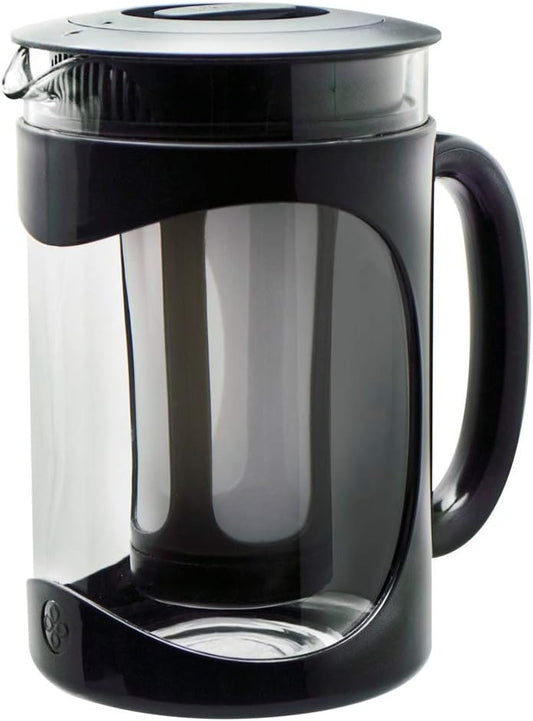 Primula Burke Deluxe Cold Brew Iced Coffee Maker, Comfort Grip Handle, Durable Glass Carafe, Removable Mesh Filter, Perfect 6 Cup Size, Dishwasher Safe, 1.6 qt, Black