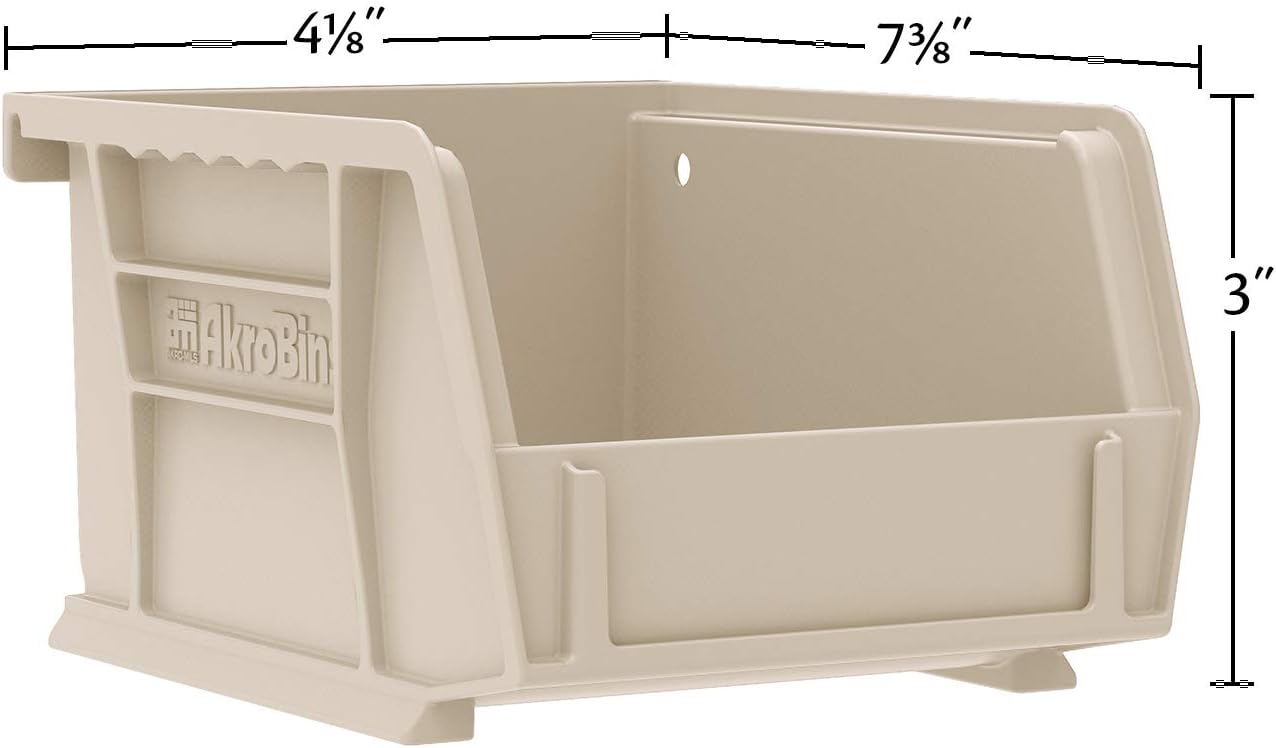 Akro-Mils 30220 AkroBins Plastic Storage Bins, Space-Saving Stackable Bins for Garage, Pantry, Craft Organization, 7-" x 4-" x 3-", Yellow, 24-Pack