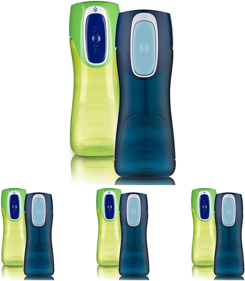 Contigo AUTOSEAL Trekker Kids Water Bottles, 14 oz., Granny Smith and Nautical (Pack of 8)