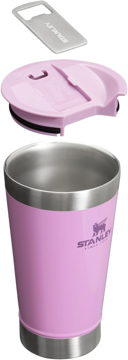 STANLEY Stay-Chill Beer Pint 16 oz | Wide Mouth Lid | Built-In Bottle Opener | Beer Tumbler Cup | Insulated Stainless Steel Pint Glass | BPA-Free | Lilac Gloss