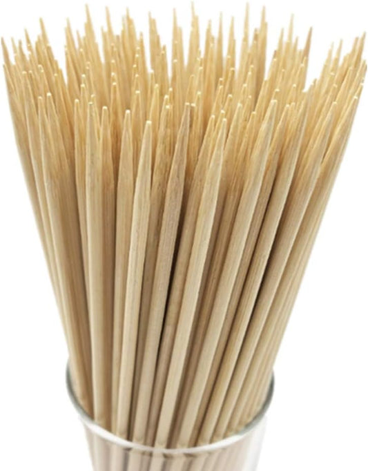 10" Natural Bamboo Skewers for BBQ，Appetiser，Fruit，Cocktail，Kabob，Chocolate Fountain，Grilling，Barbecue，Kitchen，Crafting and Party. Φ=4mm, More Size Choices 6"/8"/12"/14"/16"/17.5"/30"/36"(500 PCS)