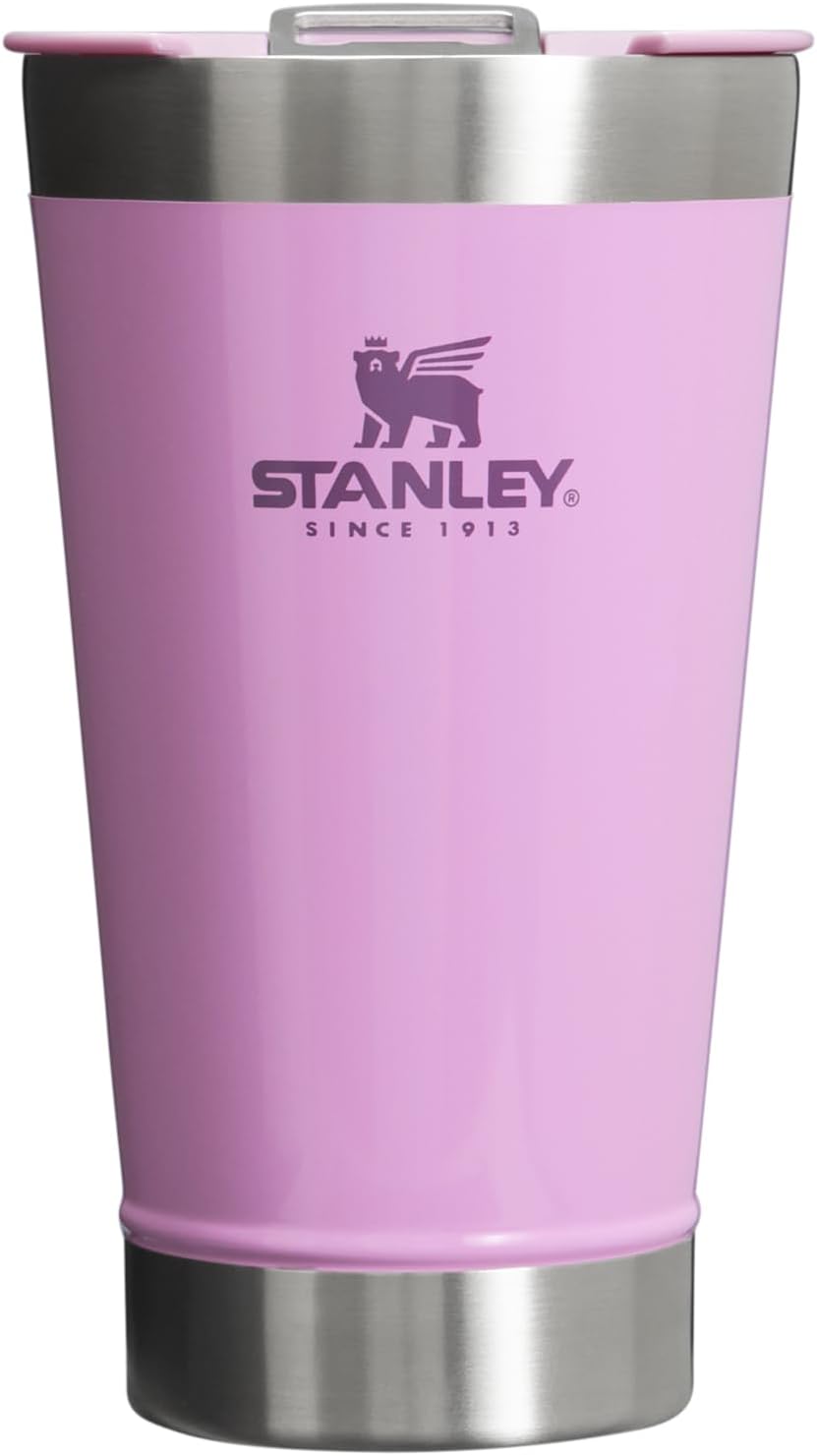 STANLEY Stay-Chill Beer Pint 16 oz | Wide Mouth Lid | Built-In Bottle Opener | Beer Tumbler Cup | Insulated Stainless Steel Pint Glass | BPA-Free | Lilac Gloss