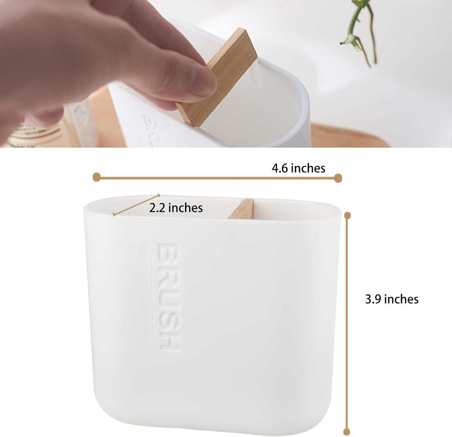 Toothbrush Holders Bamboo Electric Toothbrush Holder Bathroom Storage Organizer Countertop for Toothpaste, Floss, Razor, 2 Pack White