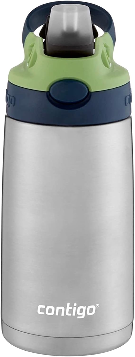 Contigo Kids Stainless Steel Water Bottle with Redesigned AUTOSPOUT Straw, 13 oz, Blueberry & Green Apple, Easy Clean, BPA Free