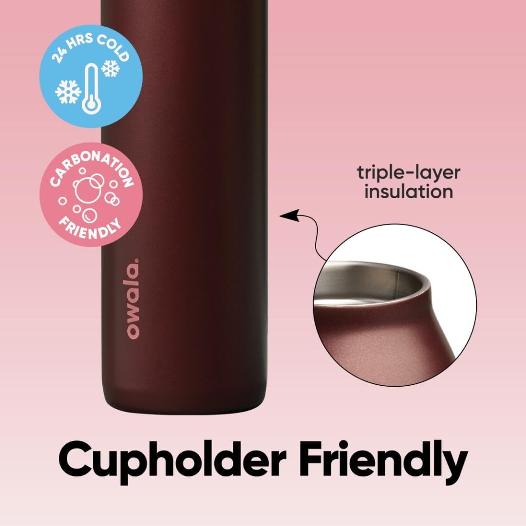Owala FreeSip Twist Insulated Stainless Steel Water Bottle with Straw for Sports and Travel, BPA-Free, 24-oz, Black Cherry
