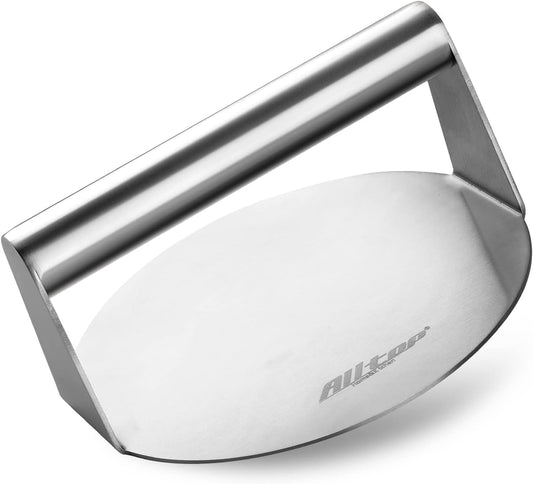 ALLTOP Smash Burger Press,Stainless Steel Non-Stick Smasher Hamburger Press Patty Maker for Flat Top Griddle,Grill,BBQ,Kitchen - Round Accessory (6.2 inch)