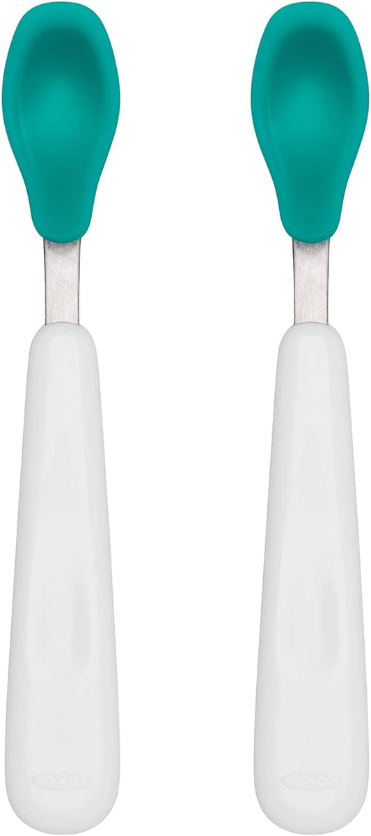 OXO Tot Feeding Spoon Set With Soft Silicone, Teal
