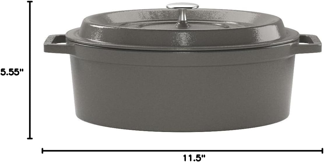 staub La Cocotte Oval 40500-236 Pico Cocotte Oval Gray 9.1 inches (23 cm) Both Handed Cast Enameled Pot, Induction Compatible