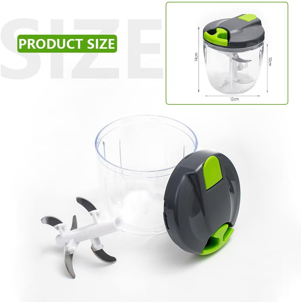 Manual Food Processors & Chopper with Cover and Handle, Manual Onion Chopper Slicer Cutter, Vegetable Chopper, Suitable for Garlic Carrots Onions Peppers Fruits Mincing.（900ML）