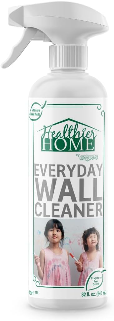 CHOMP! Painted Wall Cleaner Spray, Multipurpose for Walls, Ceilings, and Baseboards, Removes Dirt, Dust, Odor, Stains, Healthier Home 5-Minute CleanWalls 4-in-1, 32 Ounces (Fragrance Free)