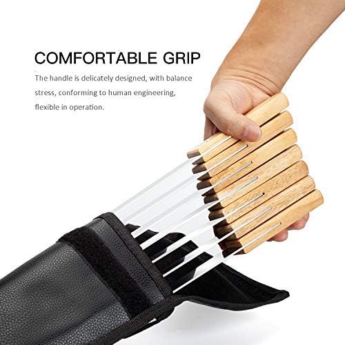 Goutime Kabob Skewers 23 Inch Long,1 Inch Wide Stainless Steel Grilling BBQ Skewer with Wood Handle for Making Koubideh Persian Brazilian Chicken Shrimp Kebab,Set of 7 with Bag