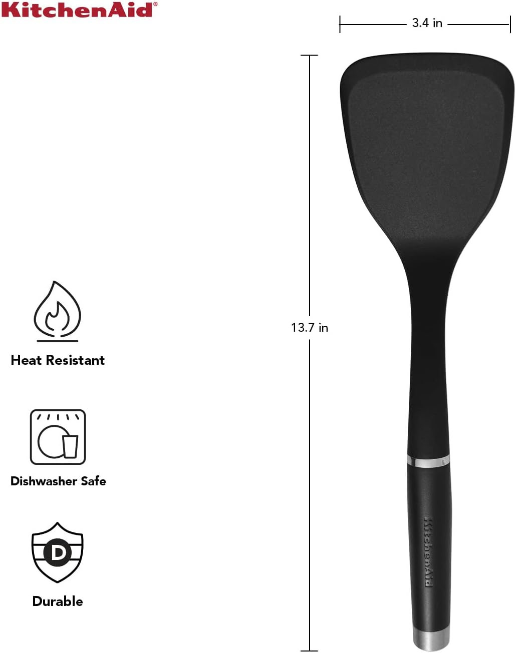 KitchenAid - KO001OHOBA KitchenAid Gourmet Large Solid Turner, one size, Matte Black