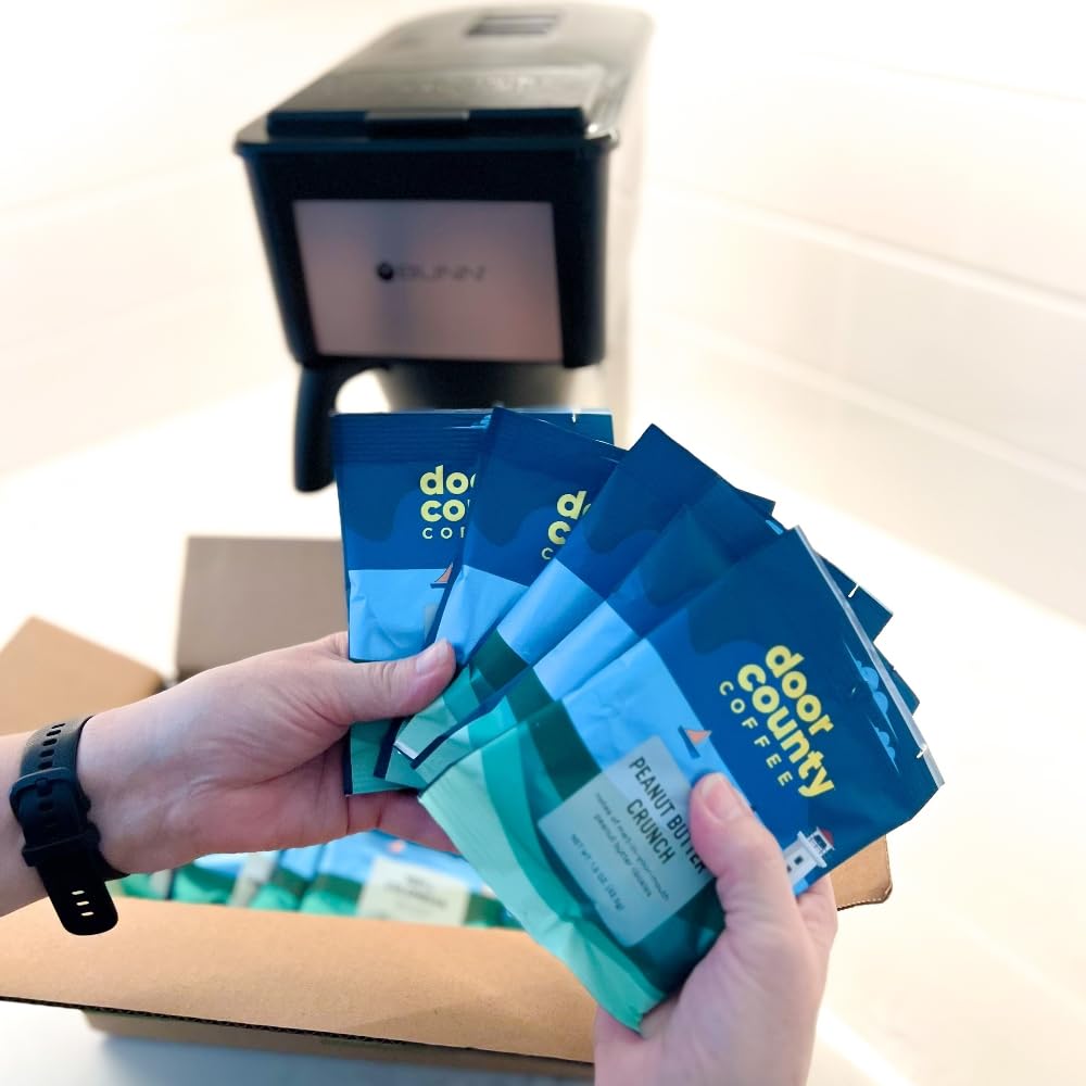 Gourmet Flavored Decaf Coffee Sampler Pack - 10 Bags of Unique Flavored Coffees – 100% Specialty Grade 1 Arabica -1.5 oz Full-Pot Bags - Roasted by Door County Coffee