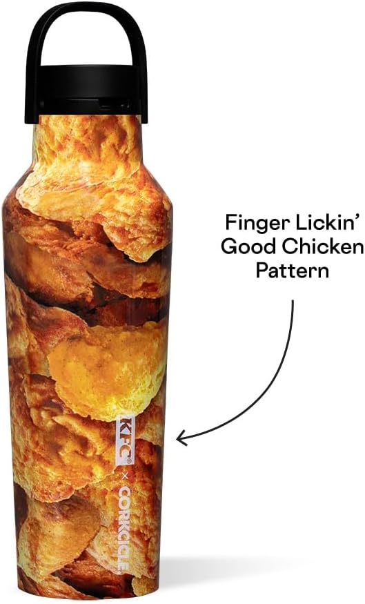 KFC x Corkcicle Sport Canteen - Insulated Stainless Steel Water Bottle - Compact & Travel-Friendly - Durable - Dishwasher Safe - BPA Free - Wide Mouth - Non-Slip Silicone Base - 20 oz - KFC Chicken