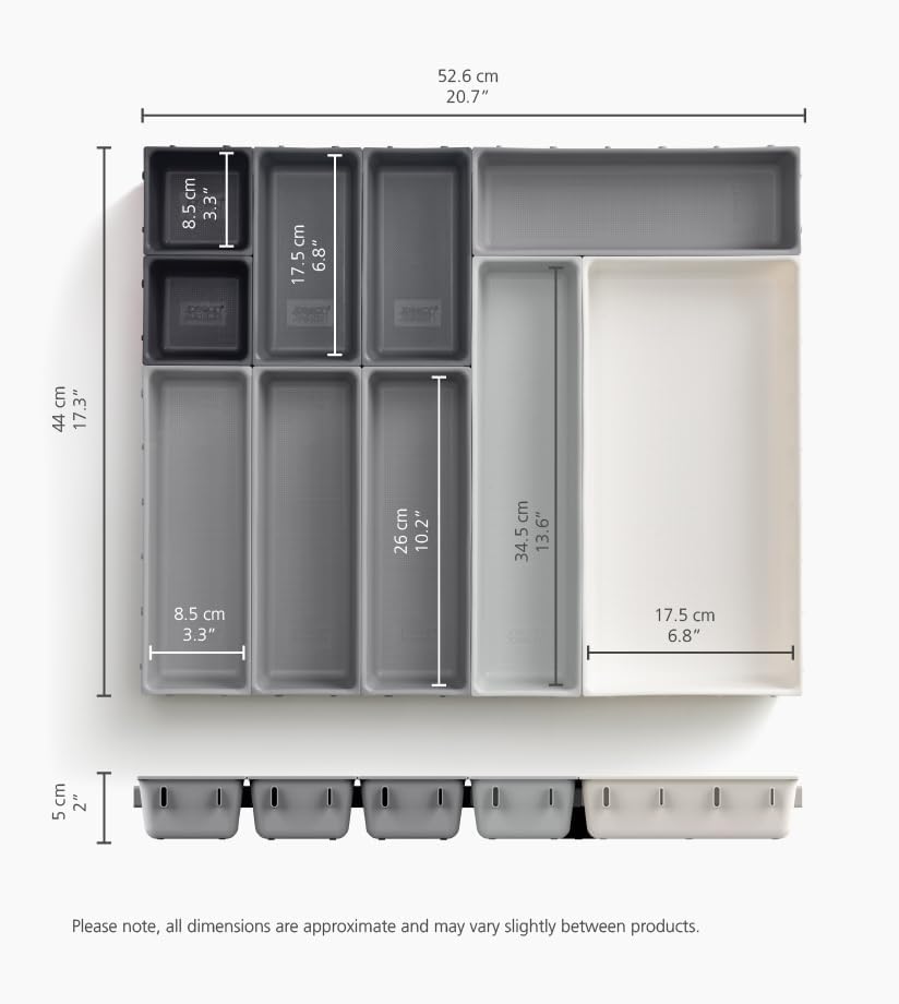 Joseph Joseph Blox 10 Piece Plastic Storage Trays Organizer Grey