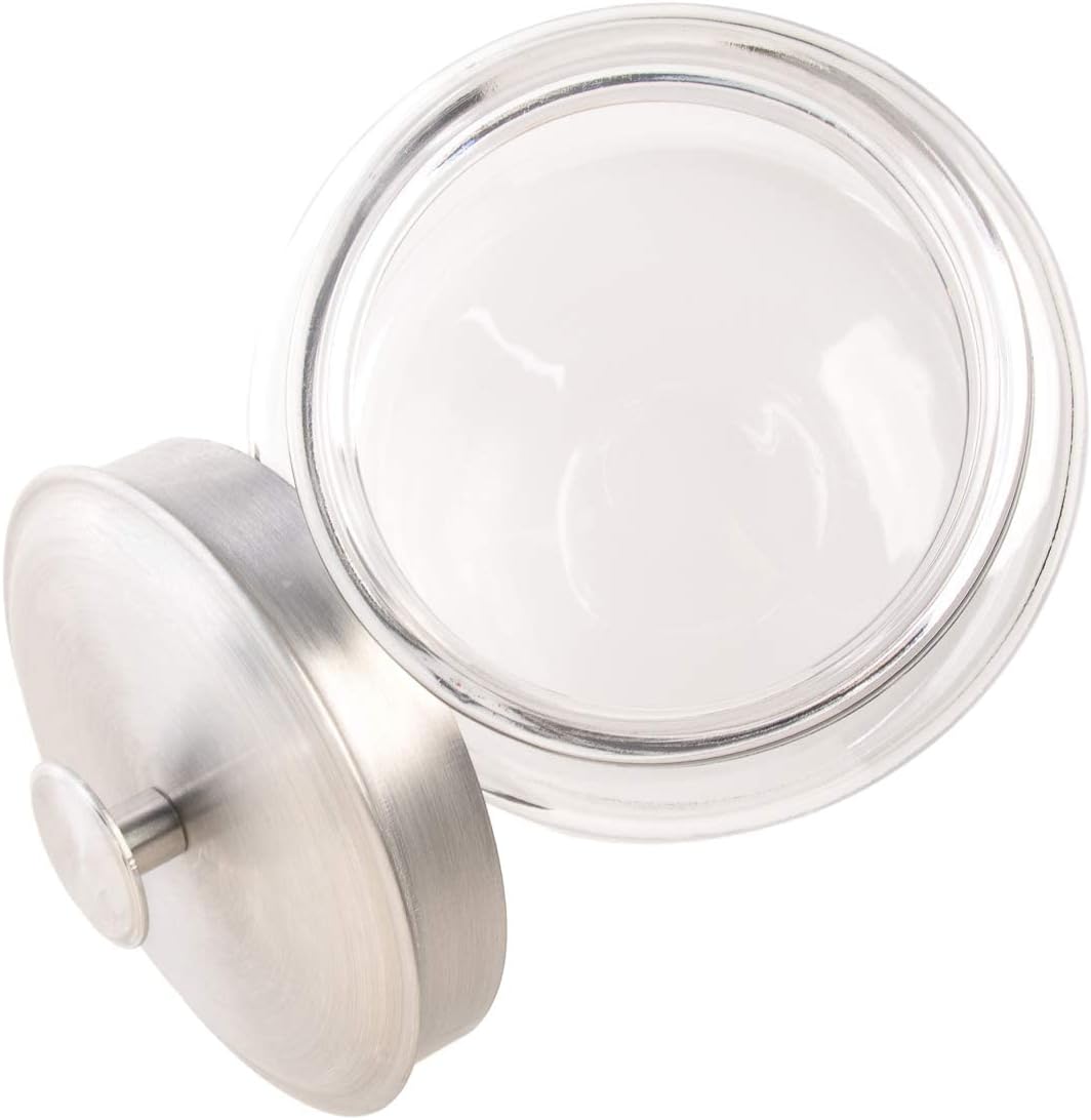 Anchor Hocking Montana Glass Jars with Fresh Sealed Lids, Brushed Metal, 64 oz (Set of 2)