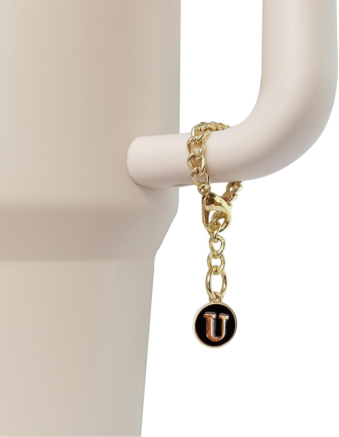 Stanley Cup Accessories, 1pc Flower Stanley Straw Cover Silicone Straw Topper for Stanley 30&40 oz Tumbler with Handle and 1pc Initial Letter Charm for Stanley Cup (Letter U)