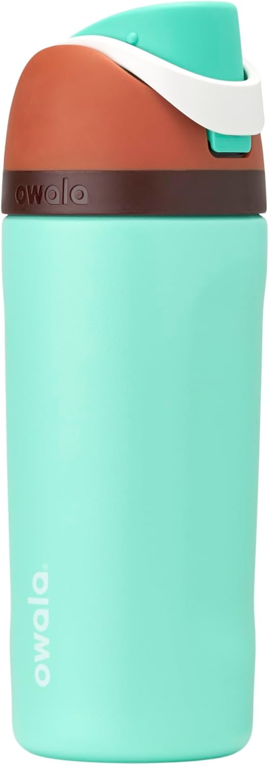Owala Kids FreeSip Insulated Stainless Steel Water Bottle with Straw for Sports, Travel, and School BPA-Free Sports Water Bottle, 16 oz, Mint Chocolate