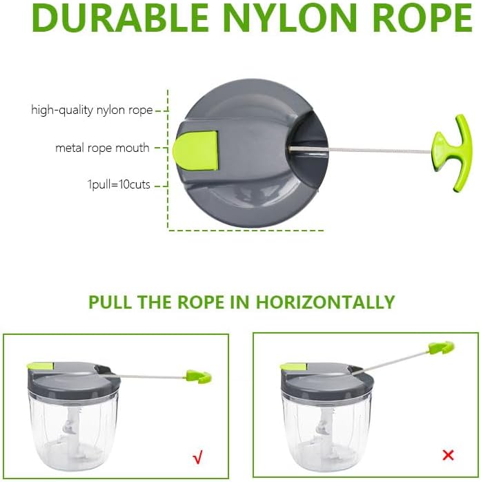 Manual Food Processors & Chopper with Cover and Handle, Manual Onion Chopper Slicer Cutter, Vegetable Chopper, Suitable for Garlic Carrots Onions Peppers Fruits Mincing.（900ML）