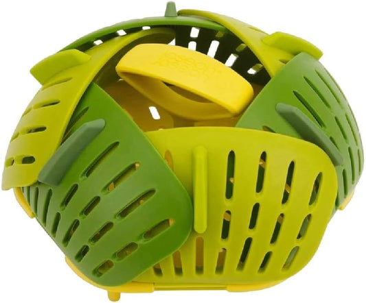 Joseph Joseph Bloom Folding Steamer Basket for Vegetables, Expandable for Various Pans, Compact Storage - Green