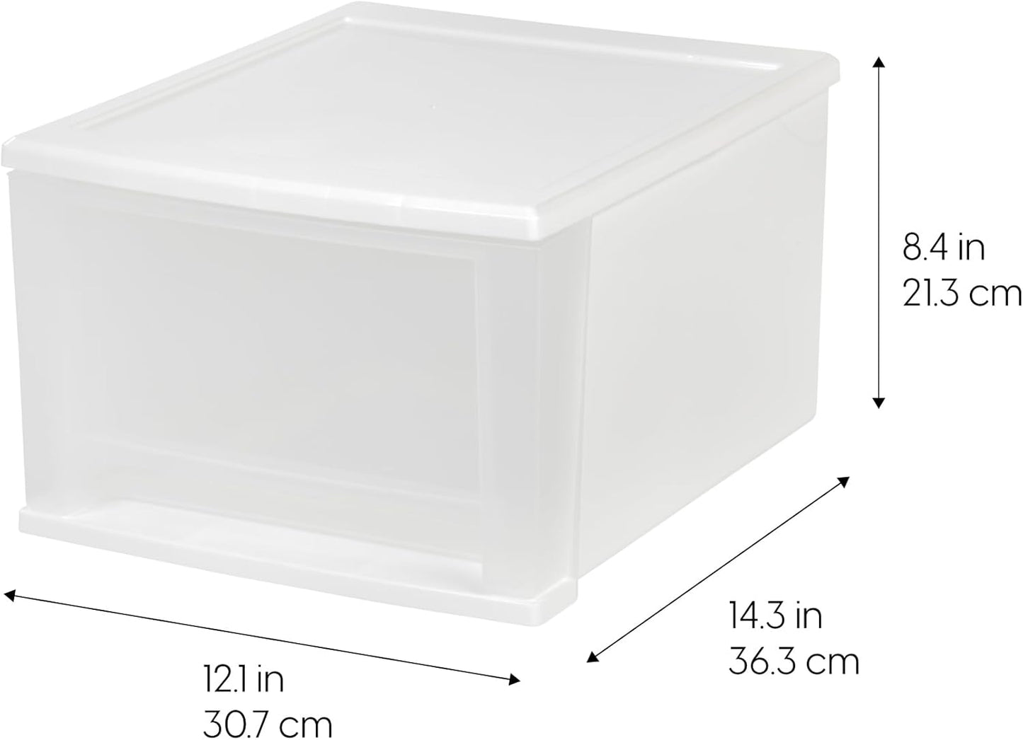 IRIS USA 17 Qt. Medium Plastic Stacking Drawer, Stackable Storage Organizer Unit with Sliding Drawer for Bedroom Kitchen Under Sink Pantry Craft Room Dorm Office, White, 4-Pack