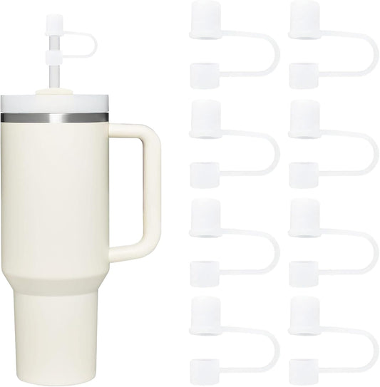 8 Pcs Silicon Stanley Straw Toppers for 30oz 40oz Cup With Lid - Cover Cap for Stanley, Owala, Osse Tumblers With 10mm/0.39 Inch Straw - 8pcs-Basics-White