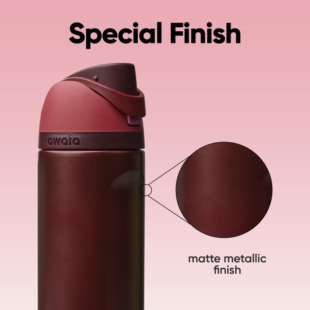 Owala FreeSip Insulated Stainless Steel Water Bottle with Straw, BPA-Free Sports Water Bottle, Great for Travel, 24 Oz, Black Cherry