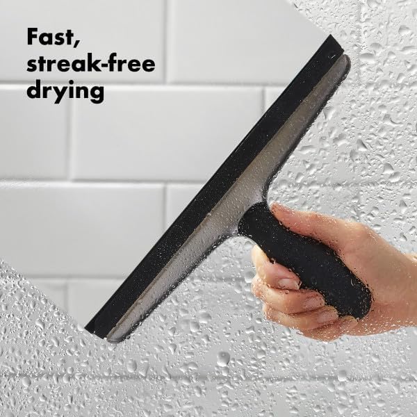 OXO Good Grips Stainless Steel Squeegee - All-Purpose for Bathroom, Glass Shower Doors, Mirrors, Tiles, Countertops and Car Windows - Streak Free