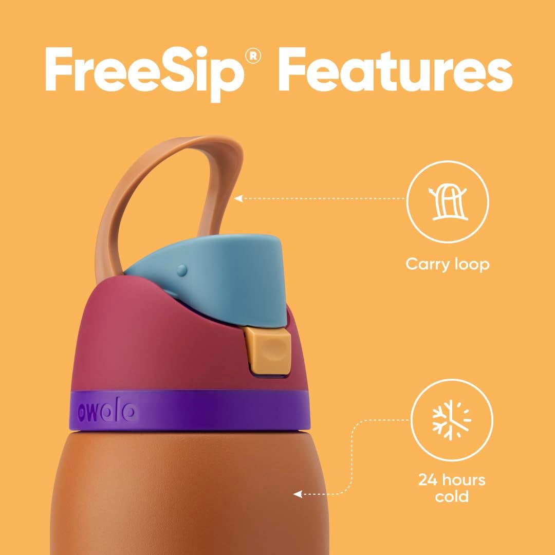Owala FreeSip Insulated Stainless Steel Water Bottle with Straw for Sports and Travel, BPA-Free Sports Water Bottle, 24 oz, Mint/Brown, Muddy Buddy