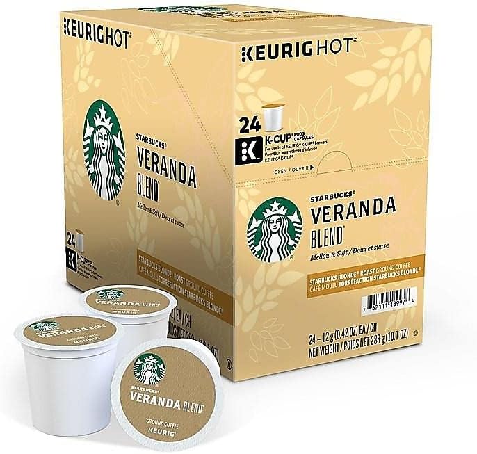 Starbucks K-Cup Coffee Pods, Starbucks Blonde Roast Coffee, Veranda Blend For Keurig Brewers, 100% Arabica, 1 Box (24 Pods)