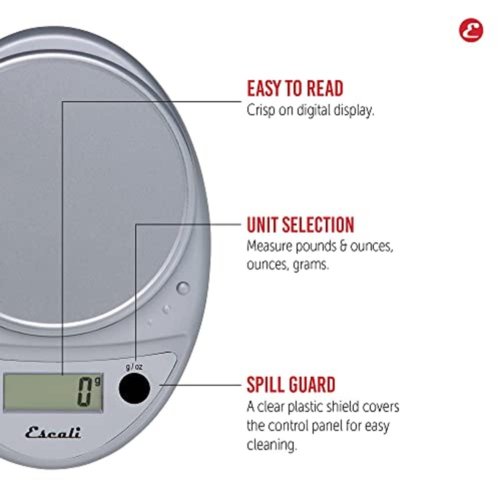 Escali Primo Kitchen and Bathroom Bundle - P115C Digital Kitchen Scale, Chrome, 11 Pound Capacity, and B180SB Slim Glass Bathroom Scale, Black, 400 Pound Capacity, Digital Display