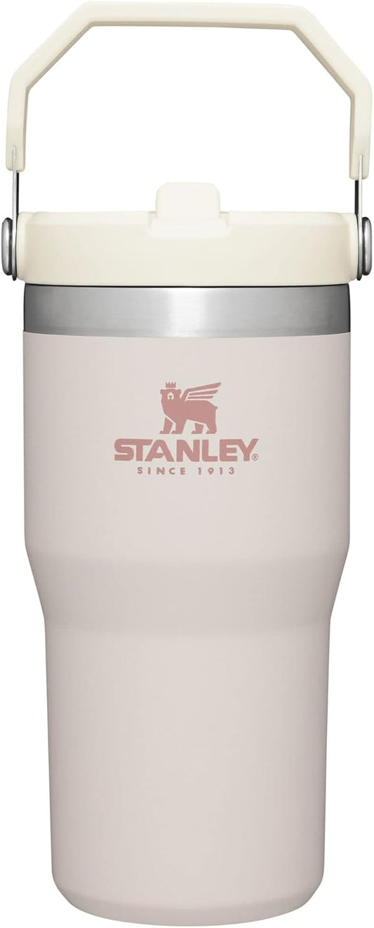 Stanley IceFlow Flip Straw Tumbler with Handle 20 oz | Twist On Lid and Flip Up Straw | Leak Resistant Water Bottle | Insulated Stainless Steel |BPA-Free | Rose Quartz