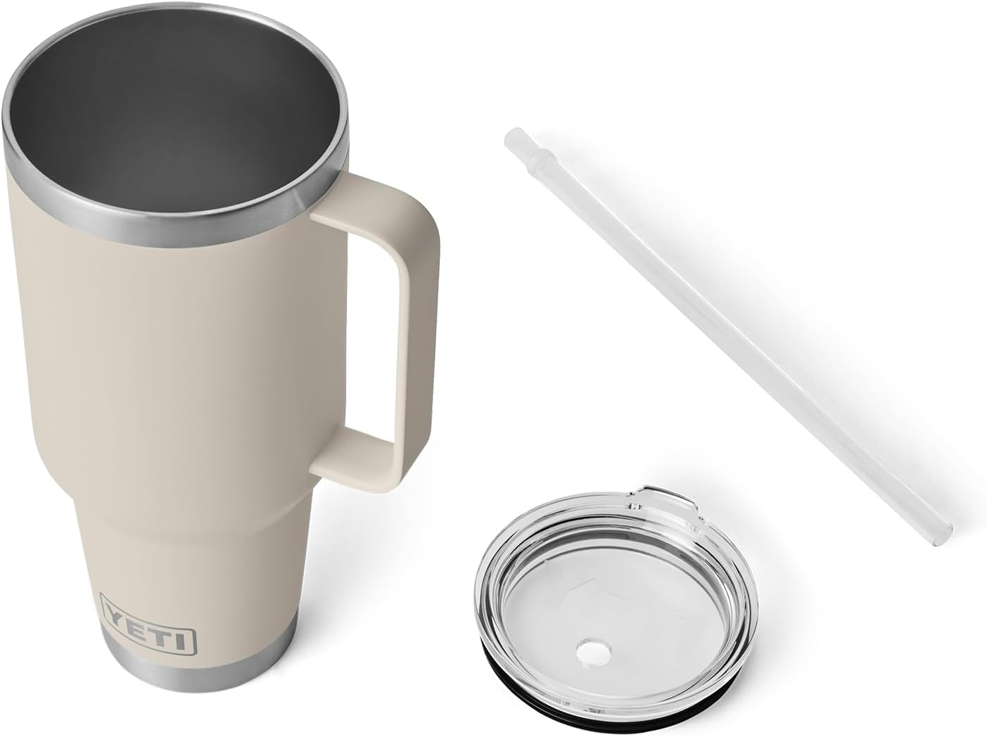 YETI Rambler 42 oz Tumbler with Handle and Straw Lid, Travel Mug Water Tumbler, Vacuum Insulated Cup with Handle, Stainless Steel, Cape Taupe