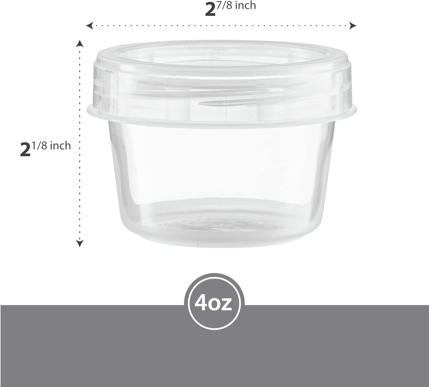 (4 Ounce 20 Pack) Clear Twist cap Containers With Clear Screw on Lids Twist Top Food Storage Freezer Containers