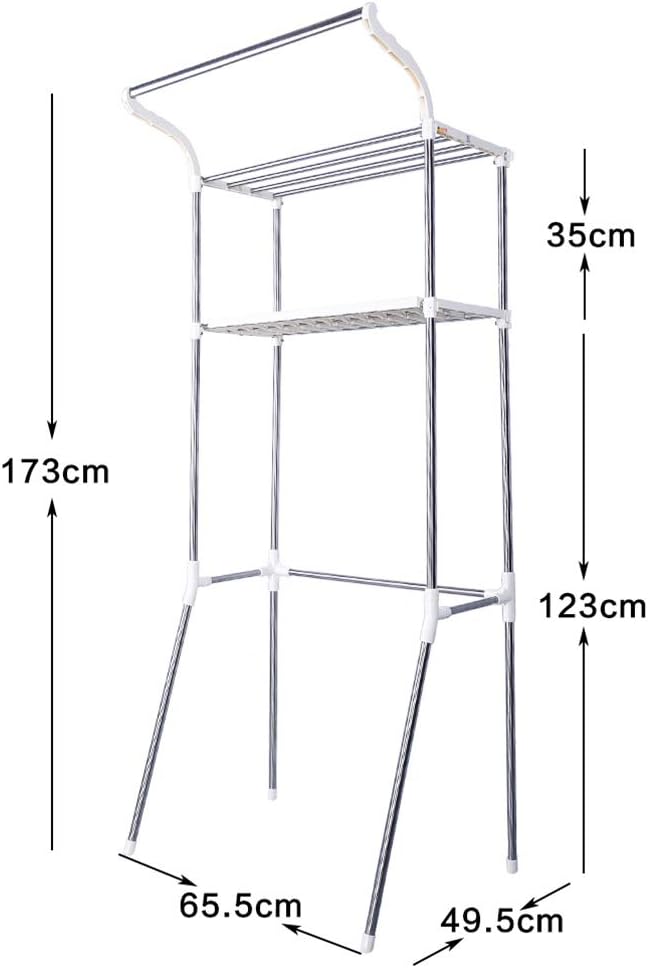 BAOYOUNI Over The Toilet Storage Shelf Units Bathroom Organizer Above Washer Dryer Space Saver Standing Rack 2-Tier 25.78 W X 19.48 D X 68.11 H Inches, Ivory