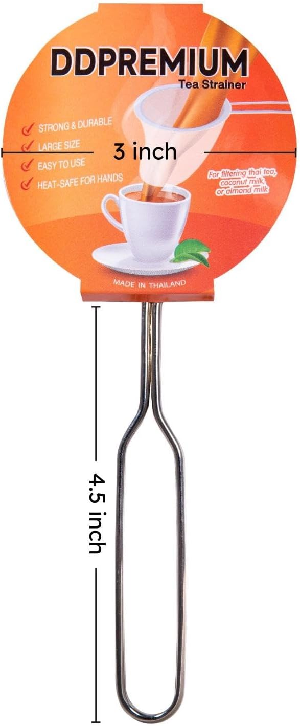 Traditional Thai Style Tea Filter Stainless Steel Size 3 Inches Friendly Using & Durable, Compatible with All Tea Types, Includes Coffee Strainer & Colador de Café