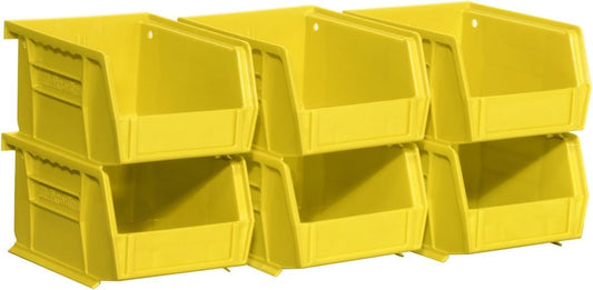 Akro-Mils 30210 AkroBins Plastic Storage Bins, Space-Saving Stackable Bins for Garage, Pantry, Craft Organization, 5" x 4" x 3", Yellow, 6-Pack