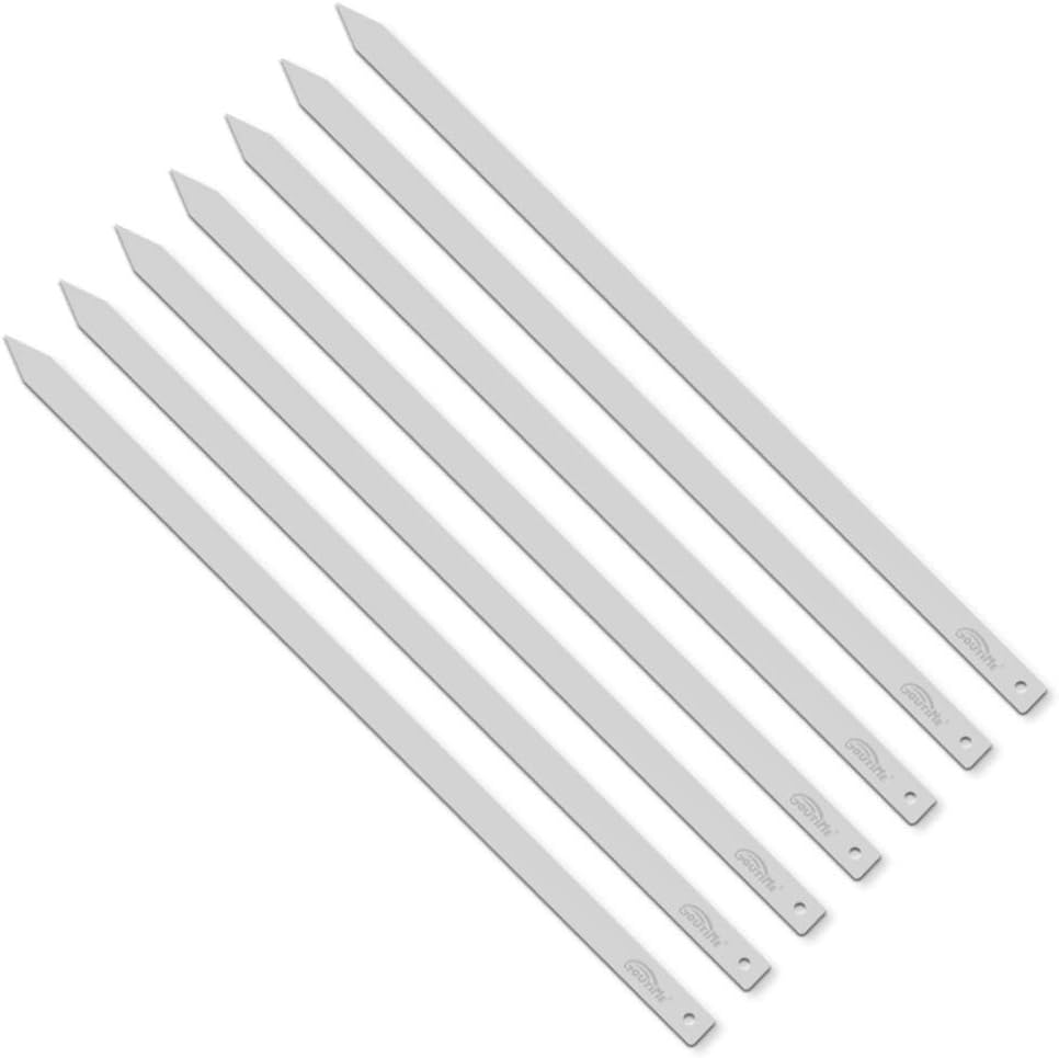 Goutime Kabob Skewers, 27 Inch,1 Inch Wide Stainless Steel Flat BBQ Barbecue Kebab Skewers,No-Wood Handle,for Persian,Brazilian,Koobideh Grilling,Set of 7 with Storage Bag