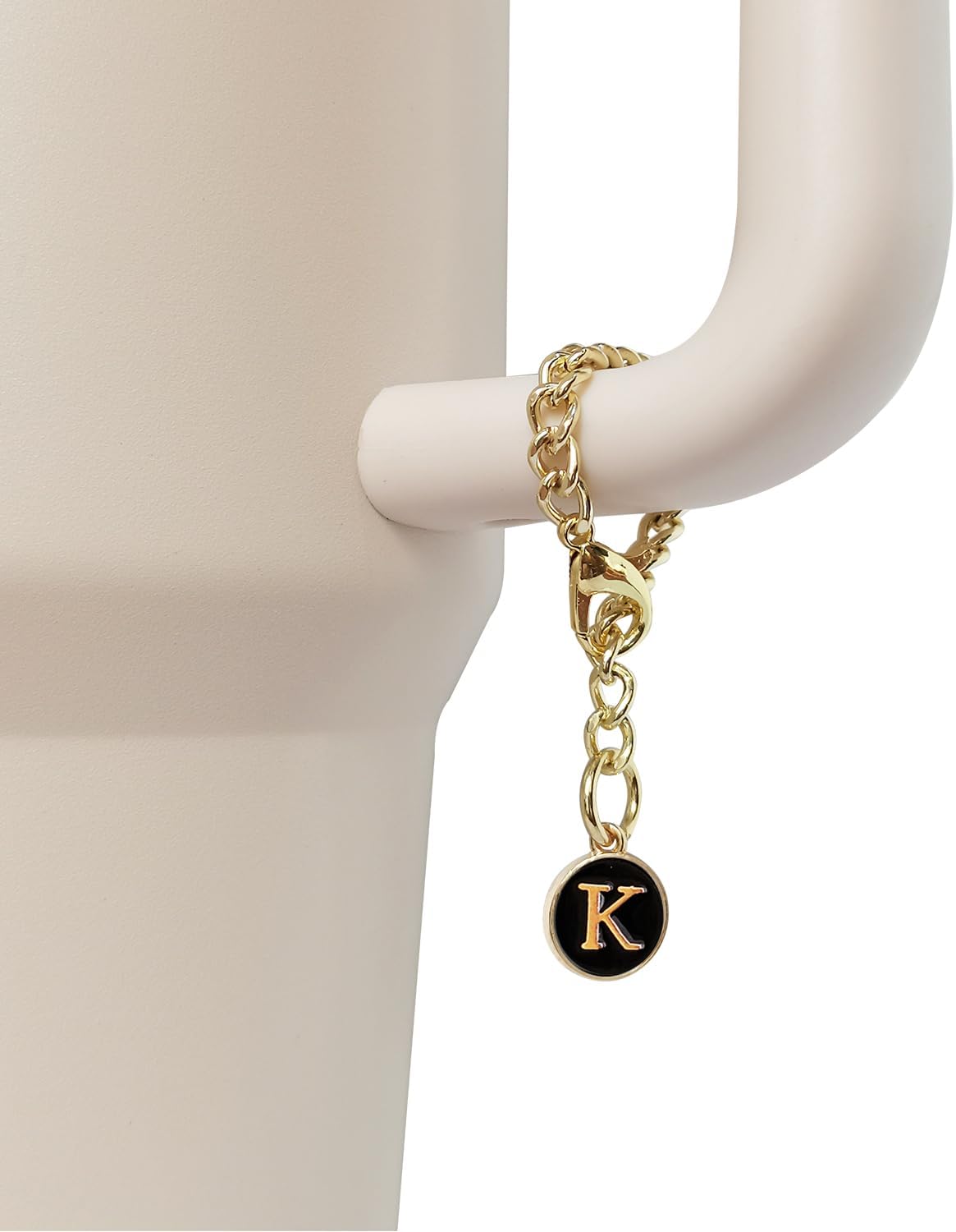 Stanley Cup Accessories, 1pc Flower Stanley Straw Cover Silicone Straw Topper for Stanley 30&40 oz Tumbler with Handle and 1pc Initial Letter Charm for Stanley Cup (Letter K)