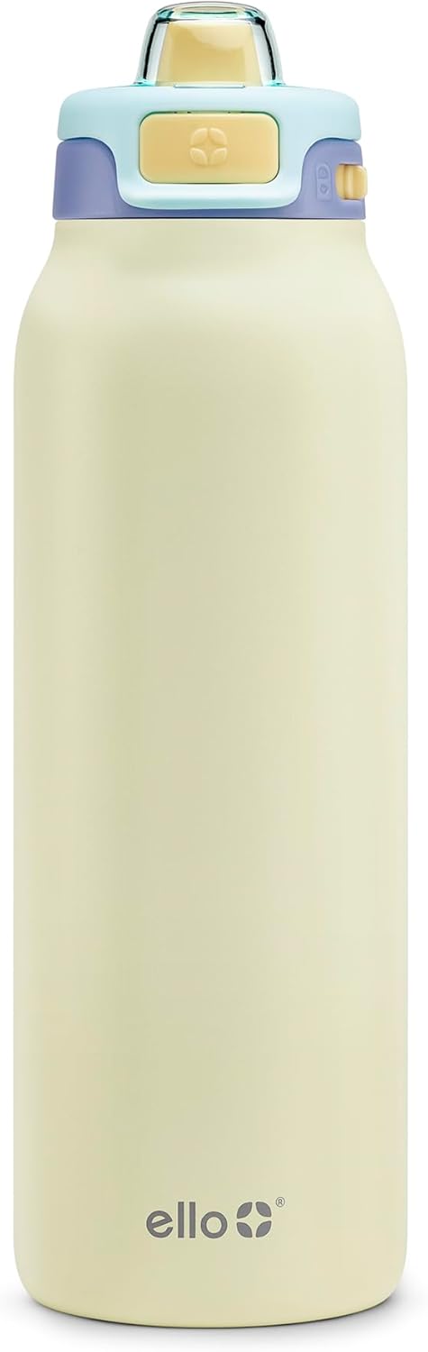 Ello Pop & Fill Stainless Steel Water Bottle with Quick Fill Technology, Double Walled Vacuum Insulated Metal, Leak Proof Locking Lid, Sip & Chug, BPA Free, Holiday Gift for Him Her, 22oz, 32oz, 40oz