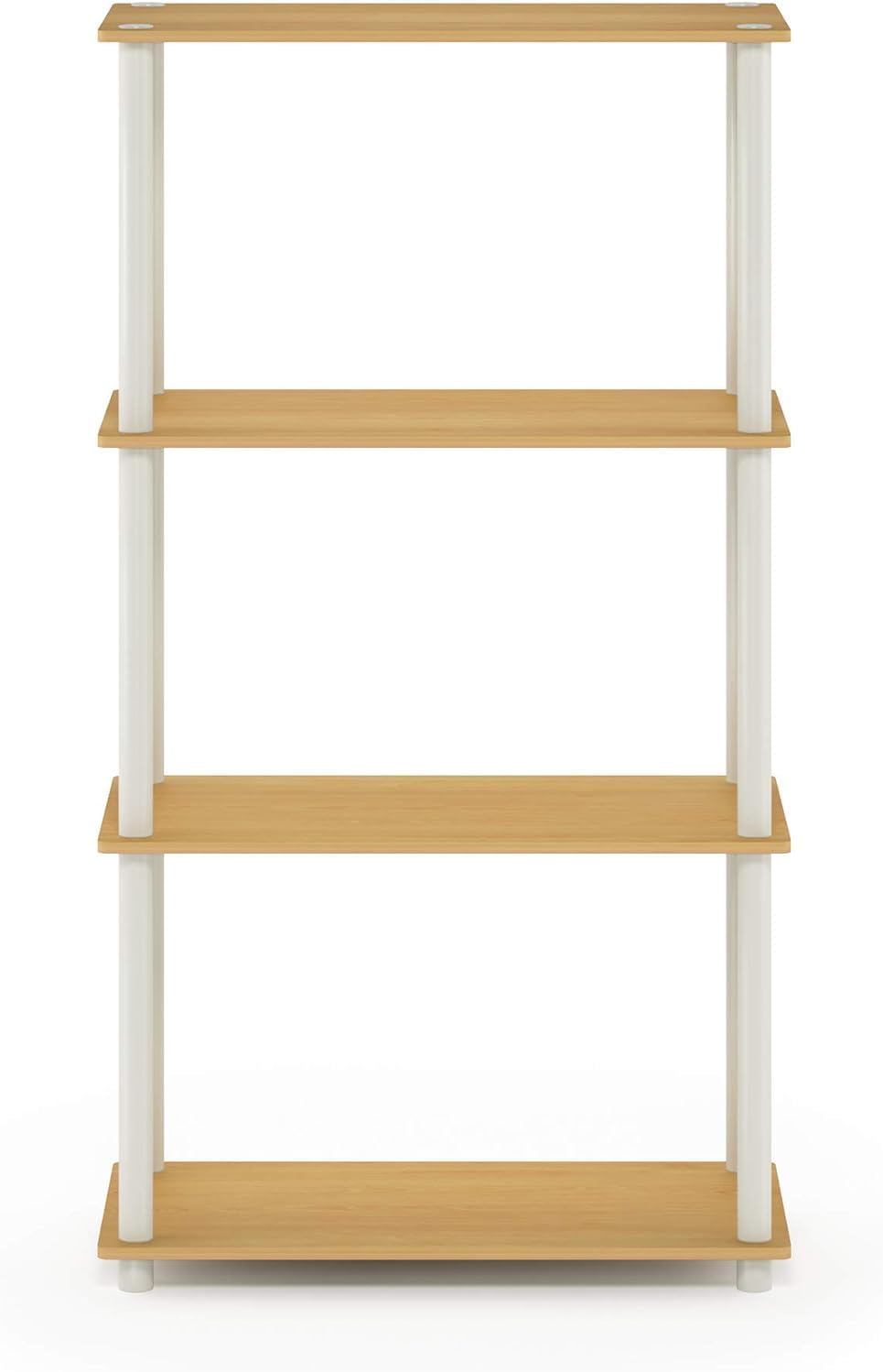 Furinno Turn-N-Tube 4-Tier Multipurpose Shelf Display Rack, Round Tubes, Blonde Maple/White